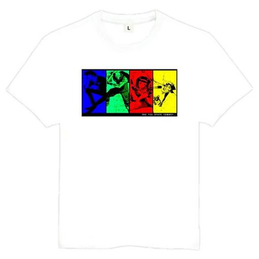 Cowboy Bebop Shirt カウボーイビバップ Character Panel AM2910 Asian S / White Official Cowboy Bebop Merch