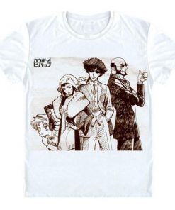Cowboy Bebop Shirt カウボーイビバップ Flapper Style Main Characters AM2910 Asian M / White Official Cowboy Bebop Merch