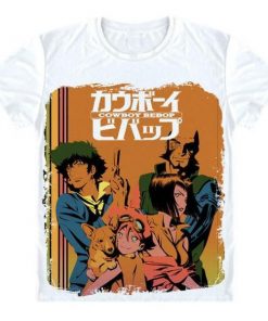 Cowboy Bebop Shirt カウボーイビバップ Retro Main Cast AM2910 Asian M / White Official Cowboy Bebop Merch
