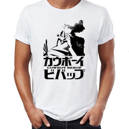 Cowboy Bebop Shirt カウボーイビバップ Silhouette Over Logo AM2910 Asian M / White Official Cowboy Bebop Merch
