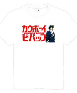 Cowboy Bebop Shirt カウボーイビバップ Spike and Logo AM2910 Asian S / White Official Cowboy Bebop Merch