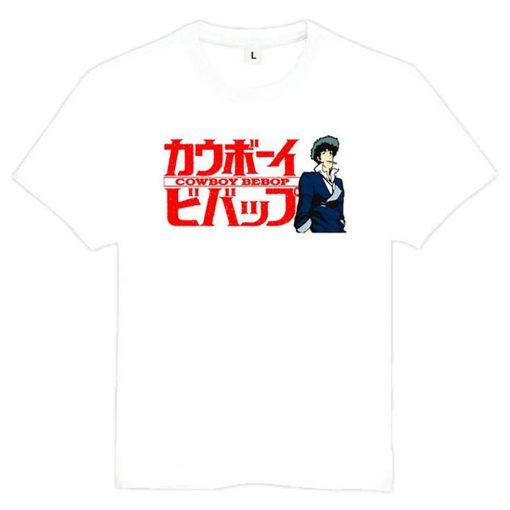 Cowboy Bebop Shirt カウボーイビバップ Spike and Logo AM2910 Asian S / White Official Cowboy Bebop Merch