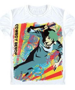 Cowboy Bebop Shirt カウボーイビバップ Spike Spiegel Pop Art AM2910 Asian M / White Official Cowboy Bebop Merch