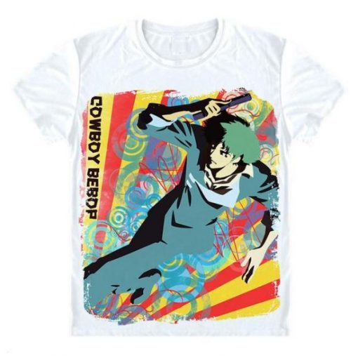 Cowboy Bebop Shirt カウボーイビバップ Spike Spiegel Pop Art AM2910 Asian M / White Official Cowboy Bebop Merch