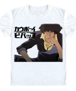 Cowboy Bebop Shirt カウボーイビバップ Spike Spiegel Smoking AM2910 Asian M / White Official Cowboy Bebop Merch