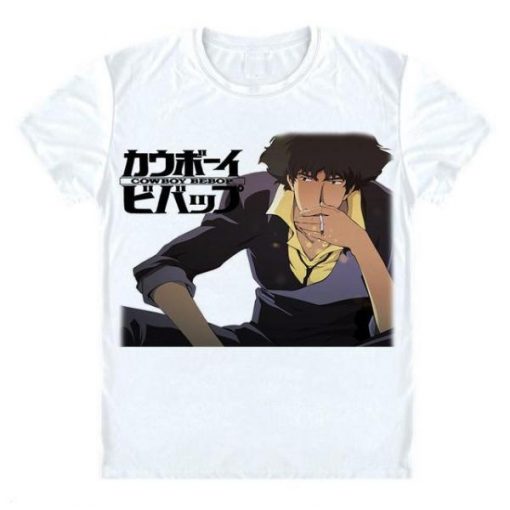 Cowboy Bebop Shirt カウボーイビバップ Spike Spiegel Smoking AM2910 Asian M / White Official Cowboy Bebop Merch