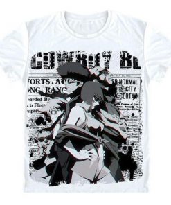 Cowboy Bebop Shirt カウボーイビバップ Spike, Valentine, Jet Black, Edward and Ein AM2910 Asian M / White Official Cowboy Bebop Merch