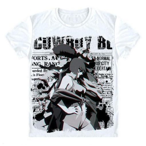 Cowboy Bebop Shirt カウボーイビバップ Spike, Valentine, Jet Black, Edward and Ein AM2910 Asian M / White Official Cowboy Bebop Merch