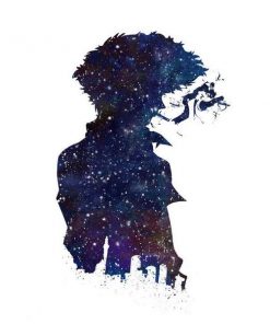 Cowboy Bebop Poster Canvas カウボーイビバップ Spike Spiegel Silhouette with Cigarette AM2910 13 cm x 18 cm / Night Sky Official Cowboy Bebop Merch